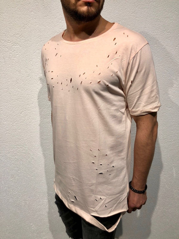 Pink Hole Oversized T-Shirt B87 Streetwear T-Shirts - Sneakerjeans