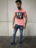 Pink Keep Your Friends Close But Your Enemies Closer Printed T-Shirt OT8 Streetwear T-Shirts - Sneakerjeans