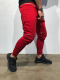 Red Knee Side Pocket Zipper Jogger Pant B173 Streetwear Jogger Pants - Sneakerjeans