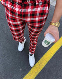 Red Mixed Colour Checkered Slim Fit Casual Pant DJ129 Streetwear Pant - Sneakerjeans
