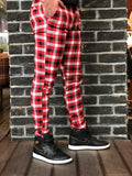Red Mixed Colour Checkered Slim Fit Casual Pant DJ129 Streetwear Pant - Sneakerjeans