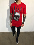 Red Oversize Skull Printed T-Shirt BL140 Streetwear T-Shirts - Sneakerjeans