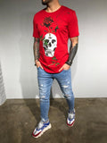 Red Oversize Skull Printed T-Shirt BL180 Streetwear T-Shirts - Sneakerjeans