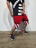 Red Striped Sweat Short B178 Streetwear Sweat Shorts - Sneakerjeans
