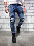 Rubber Patch Slim Fit Denim B8 Streetwear Denim Jeans - Sneakerjeans