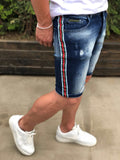 Side Striped Slim Fit Denim Short B193 Streetwear Denim Shorts - Sneakerjeans
