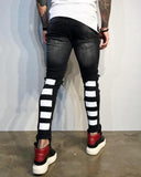 Sneakerjeans - Black Printed Distressed Skinny Jeans BL495 Denim - Sneakerjeans