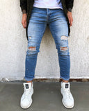 Sneakerjeans - Blue Washed Ripped Skinny Jeans B267 Mens Jeans - Sneakerjeans