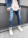 Sneakerjeans - Blue Washed Ripped Skinny Jeans BL493 Streetwear Denim - Sneakerjeans