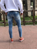 Sneakerjeans - Blue Washed Side Striped Skinny Jeans B187 - Sneakerjeans