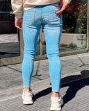 Sneakerjeans Blue Zippered Ripped Skinny Fit Jeans R103