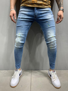 Sneakerjeans Color Blobs Skinny Ripped Jeans AY828