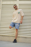 Sneakerjeans Cream Skull Stiched Oversize T-Shirt PE07