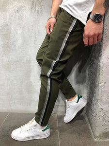 Khaki Side Striped Casual Jogger Pant A297 Streetwear Jogger Pants - Sneakerjeans
