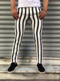 White Black Blue Striped Slim Fit Casual Pant DJ147 Streetwear Pant