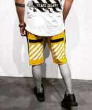 Yellow Black Striped Sweat Short B184 Streetwear Sweat Shorts - Sneakerjeans